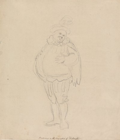 Henderson en el personaje de Falstaff de Thomas Rowlandson